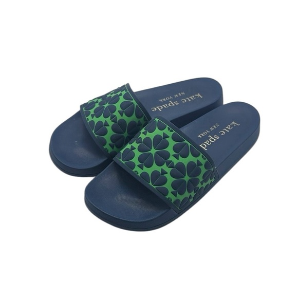 Kate Spade Olympia Pool Slide Sandals Blue Green Size 7 - Picture 1 of 16
